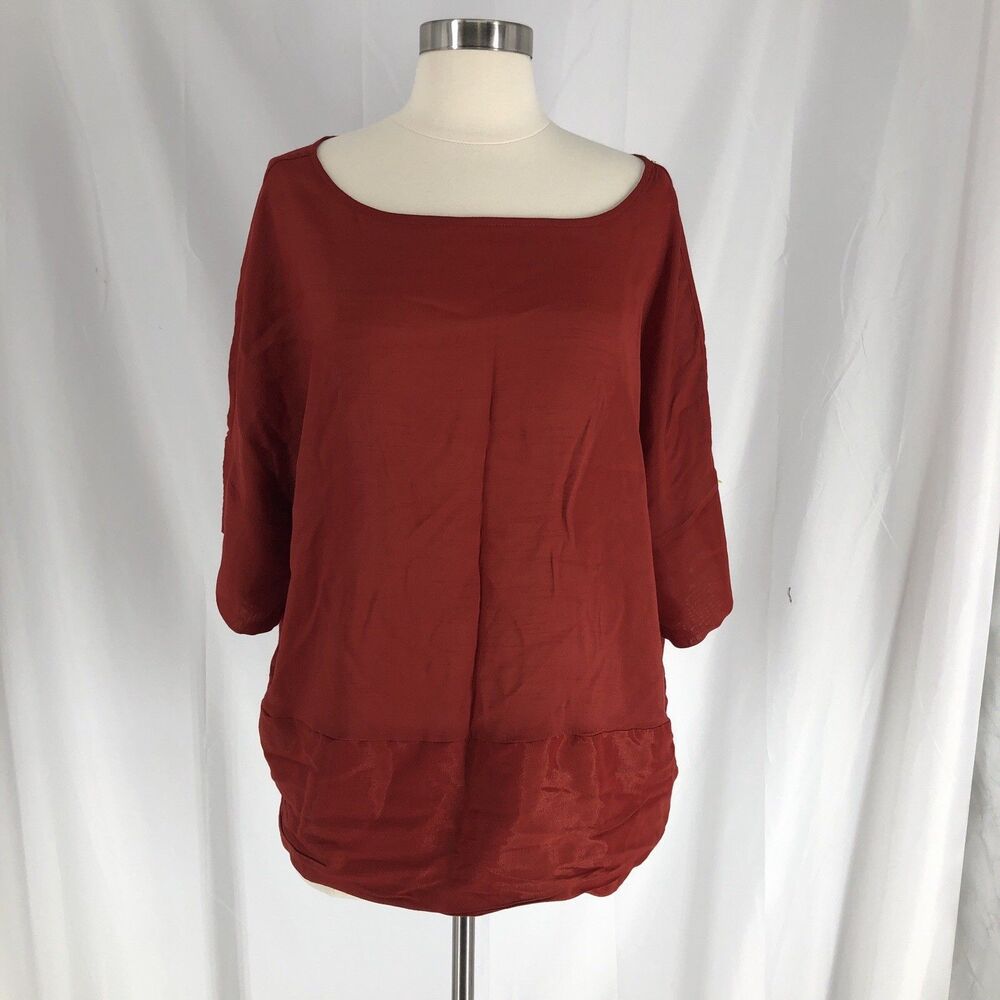 Banana Republic Blouse Woman’s Size Large Oversized Red Rayon Polyester